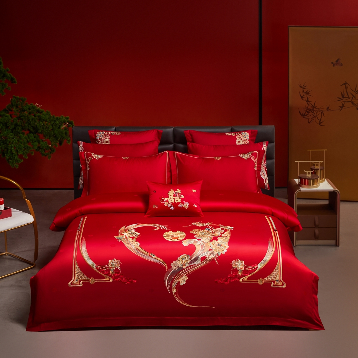 91家纺网 家纺一手货源 找家纺 （总）宏羽纺家纺 2025新款高支高密纯棉婚庆系列四件套,爱的花语,百子登科,百子迎喜,花开富贵-大红,花开富贵-金色,浪漫相随,龙凤情-金色,龙凤迎子,玫瑰花海-红色,玫瑰花海-金色,诗情花语,新龙凤爱恋,永远花开