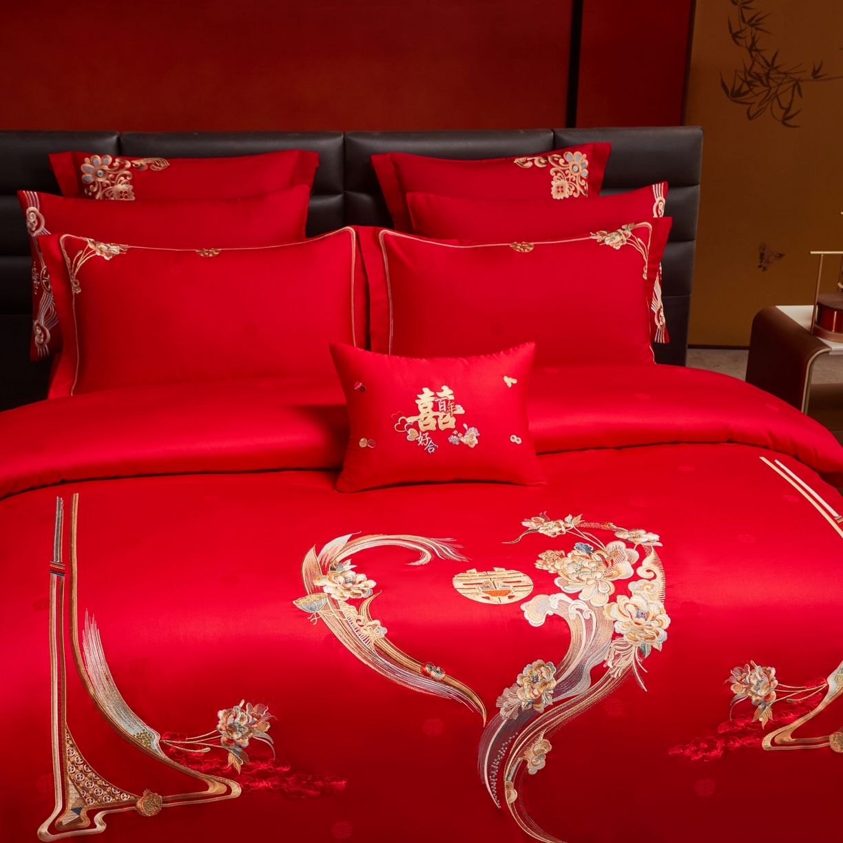 91家纺网 家纺一手货源 找家纺 （总）宏羽纺家纺 2025新款高支高密纯棉婚庆系列四件套