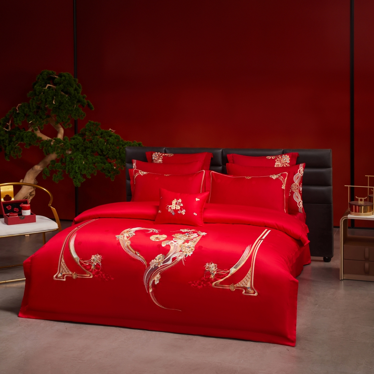 91家纺网 家纺一手货源 找家纺 （总）宏羽纺家纺 2025新款高支高密纯棉婚庆系列四件套