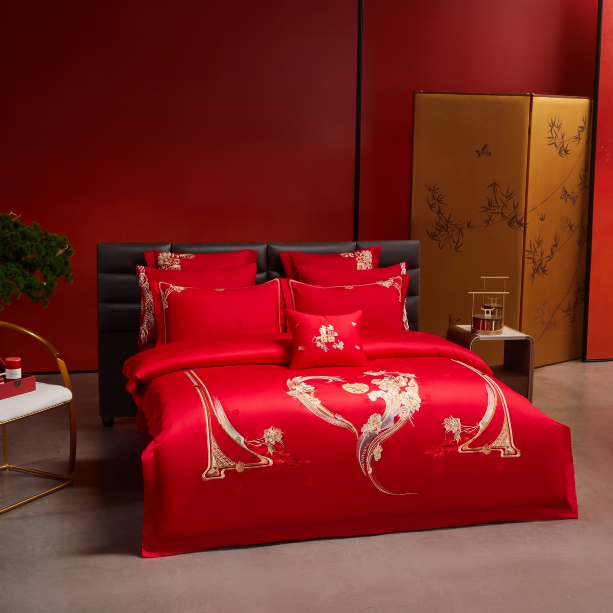 91家纺网 家纺一手货源 找家纺 （总）宏羽纺家纺 2025新款高支高密纯棉婚庆系列四件套