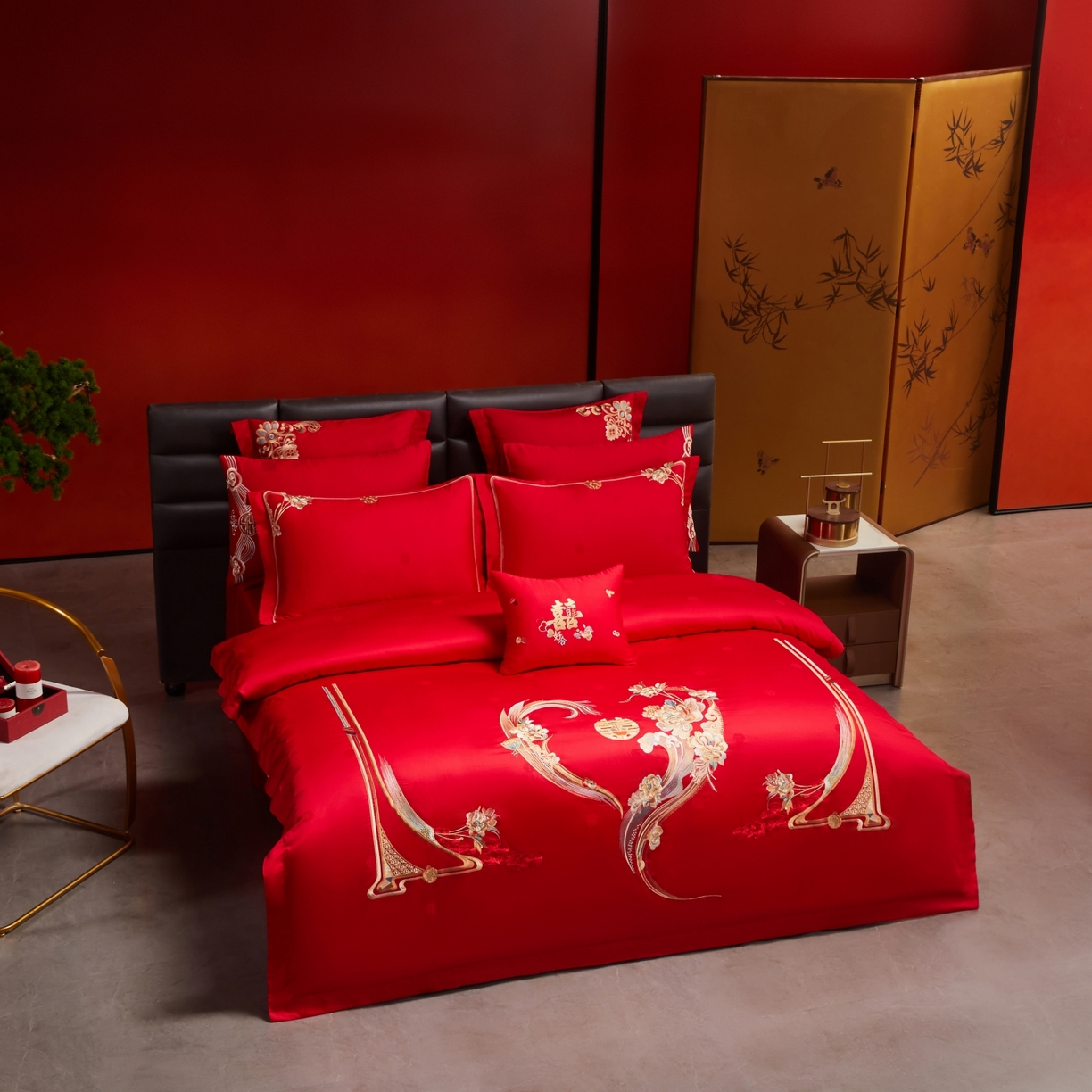 91家纺网 家纺一手货源 找家纺 （总）宏羽纺家纺 2025新款高支高密纯棉婚庆系列四件套