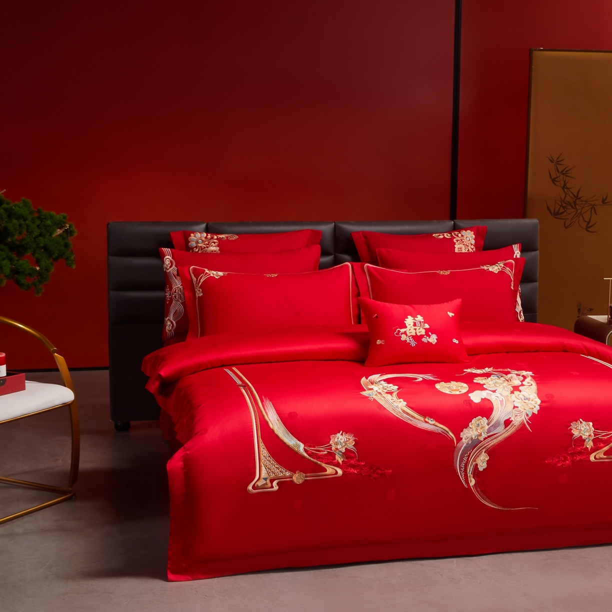 91家纺网 家纺一手货源 找家纺 （总）宏羽纺家纺 2025新款高支高密纯棉婚庆系列四件套