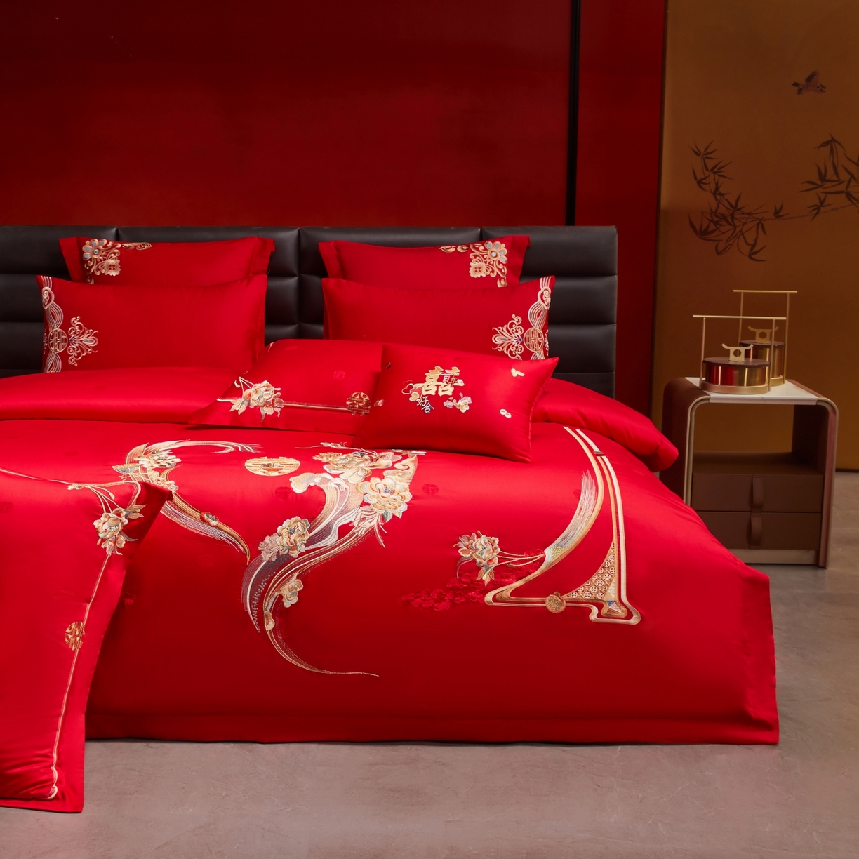 91家纺网 家纺一手货源 找家纺 （总）宏羽纺家纺 2025新款高支高密纯棉婚庆系列四件套