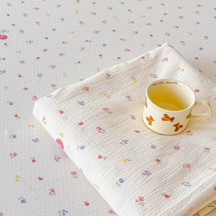 91家纺网 家纺一手货源 找家纺 一诺家居 2025新款A类云感双层纱针织棉印花母婴级裸睡床单三件套 量大可优惠 量大可送货 绯樱