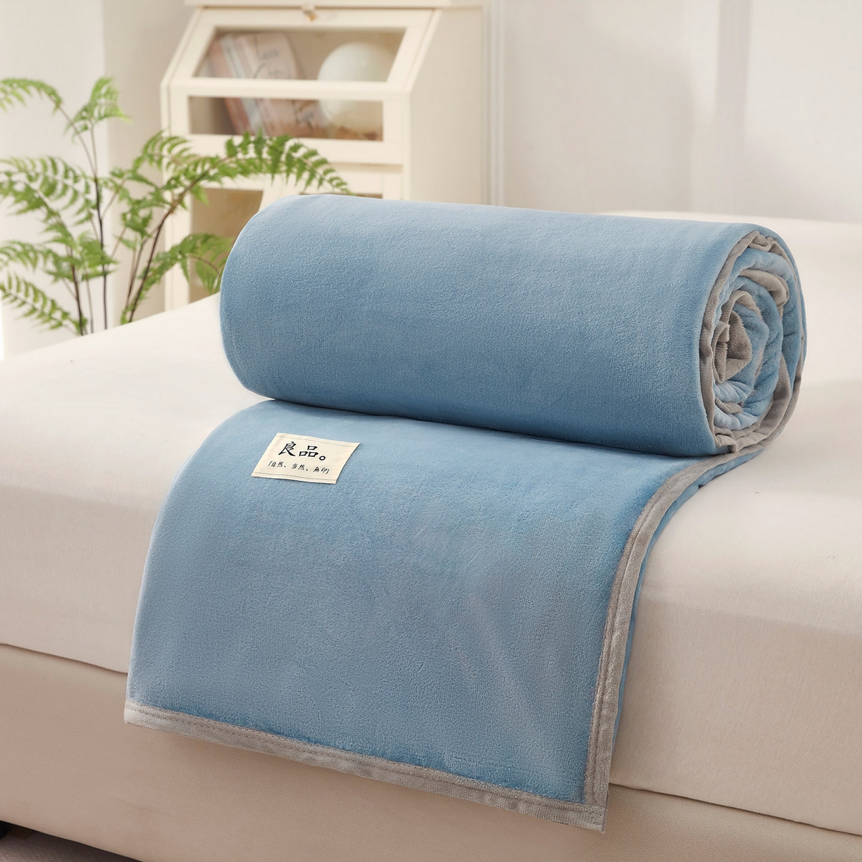 91家纺网 家纺一手货源 找家纺 悦织湾家纺 2025新款牛奶绒毛毯高克重日式良品盖毯毯子办公室休闲沙发毯跨境专供外贸出口 宾利蓝