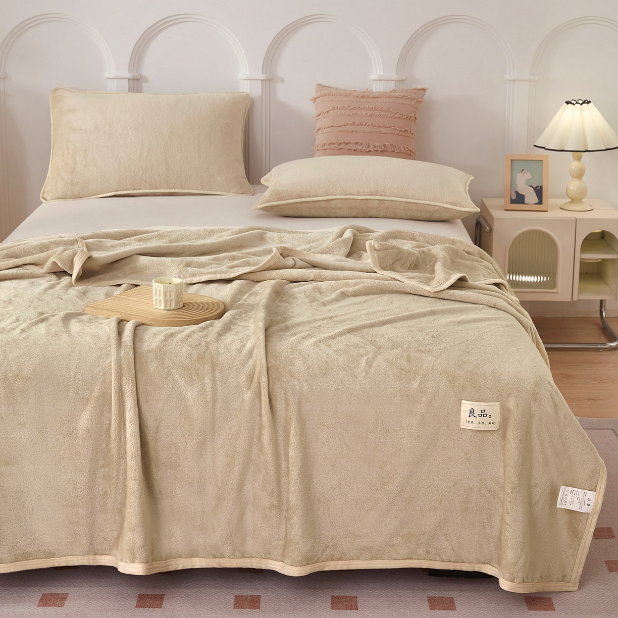 91家纺网 家纺一手货源 找家纺 悦织湾家纺 2025新款牛奶绒毛毯高克重日式良品盖毯毯子办公室休闲沙发毯跨境专供外贸出口 复古棕