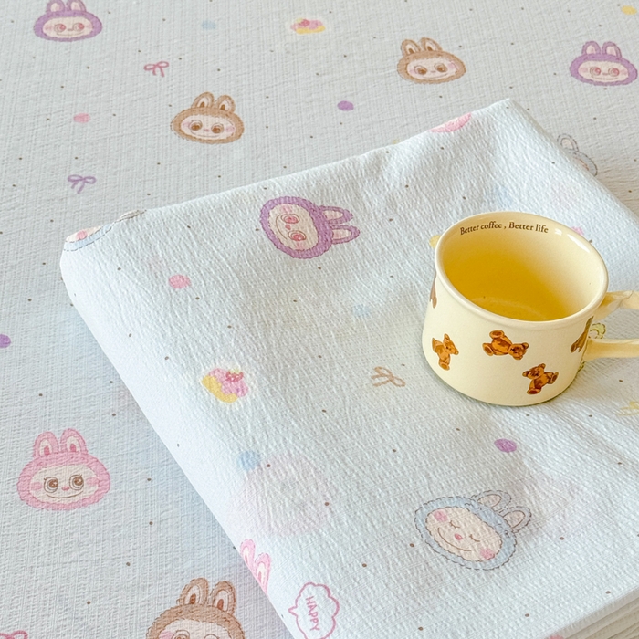 91家纺网 家纺一手货源 找家纺 一诺家居 2025新款A类云感双层纱针织棉印花母婴级裸睡床单三件套 量大可优惠 量大可送货 海盐耶耶