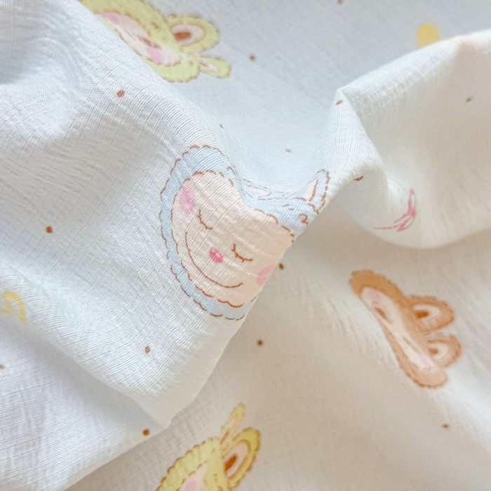 91家纺网 家纺一手货源 找家纺 一诺家居 2025新款A类云感双层纱针织棉印花母婴级裸睡床单三件套 量大可优惠 量大可送货 海盐耶耶