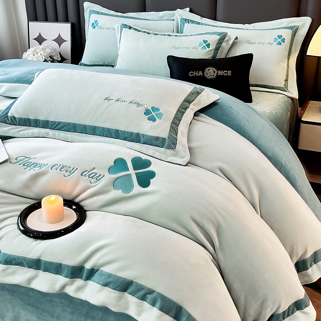 91家纺网 家纺一手货源 找家纺 （总）妮恒美家纺 2025新款牛奶绒刺绣四件套-简爱系列