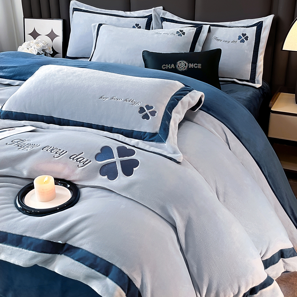 91家纺网 家纺一手货源 找家纺 （总）妮恒美家纺 2025新款牛奶绒刺绣四件套-简爱系列