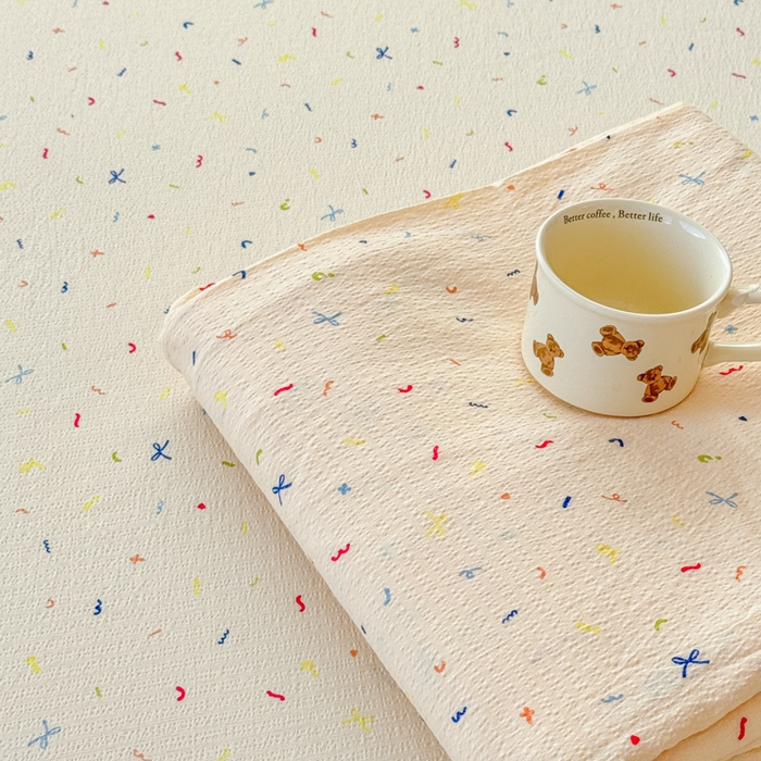 91家纺网 家纺一手货源 找家纺 一诺家居 2025新款A类云感双层纱针织棉印花母婴级裸睡床单三件套 量大可优惠 量大可送货 蝴蝶结