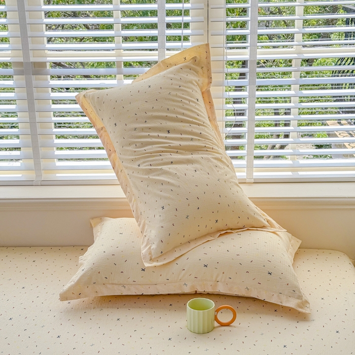 91家纺网 家纺一手货源 找家纺 一诺家居 2025新款A类云感双层纱针织棉印花母婴级裸睡床单三件套 量大可优惠 量大可送货 蝴蝶结