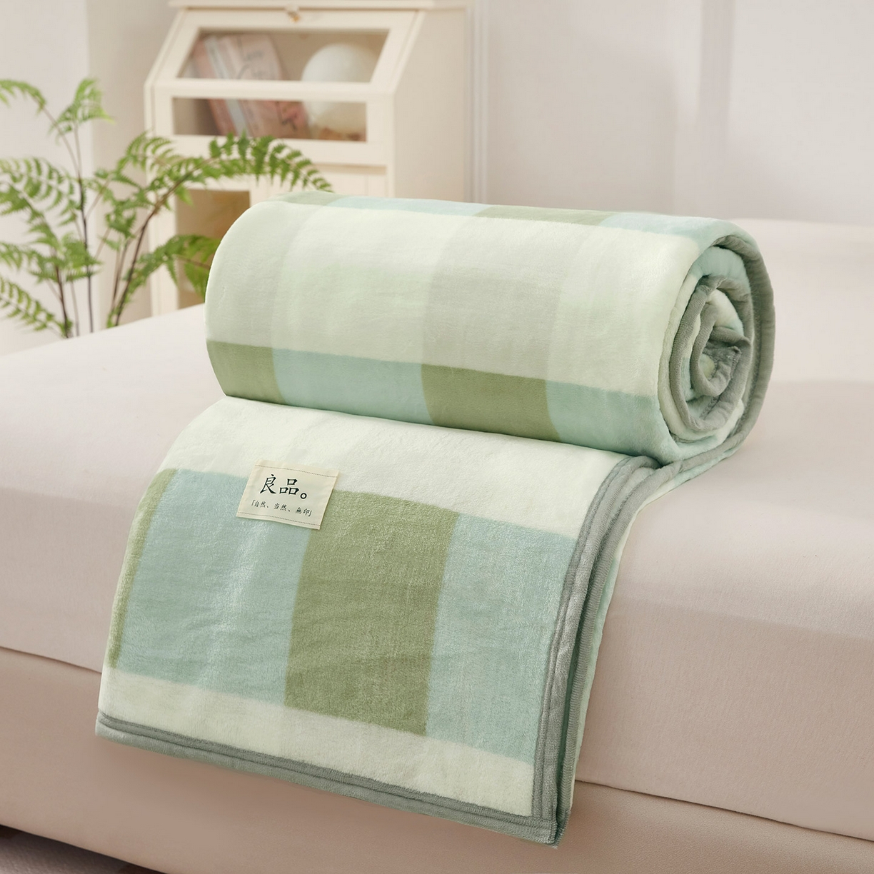 91家纺网 家纺一手货源 找家纺 悦织湾家纺 2025新款牛奶绒毛毯高克重日式良品盖毯毯子办公室休闲沙发毯跨境专供外贸出口 绿大格