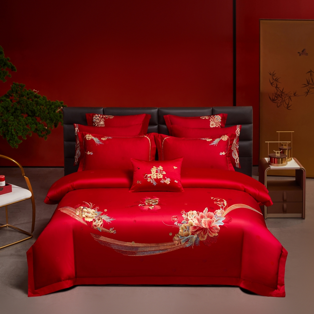 91家纺网 家纺一手货源 找家纺 （总）宏羽纺家纺 2025新款高支高密纯棉婚庆系列四件套