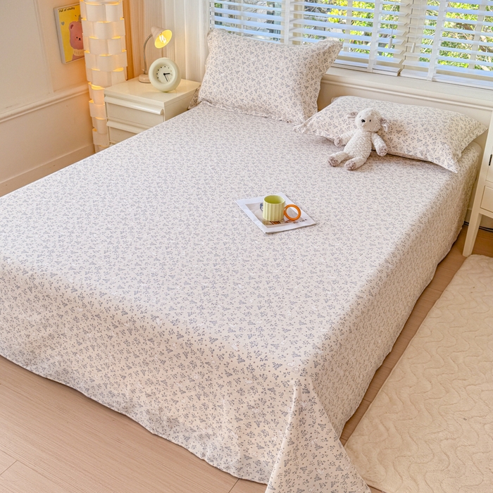 91家纺网 家纺一手货源 找家纺 一诺家居 2025新款A类云感双层纱针织棉印花母婴级裸睡床单三件套 量大可优惠 量大可送货 兔兔花园