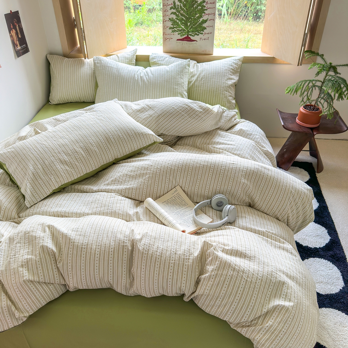 91家纺网 家纺一手货源 找家纺 （总）千朵 2025新款全棉纯棉色织提花水洗棉四件套 富士系列