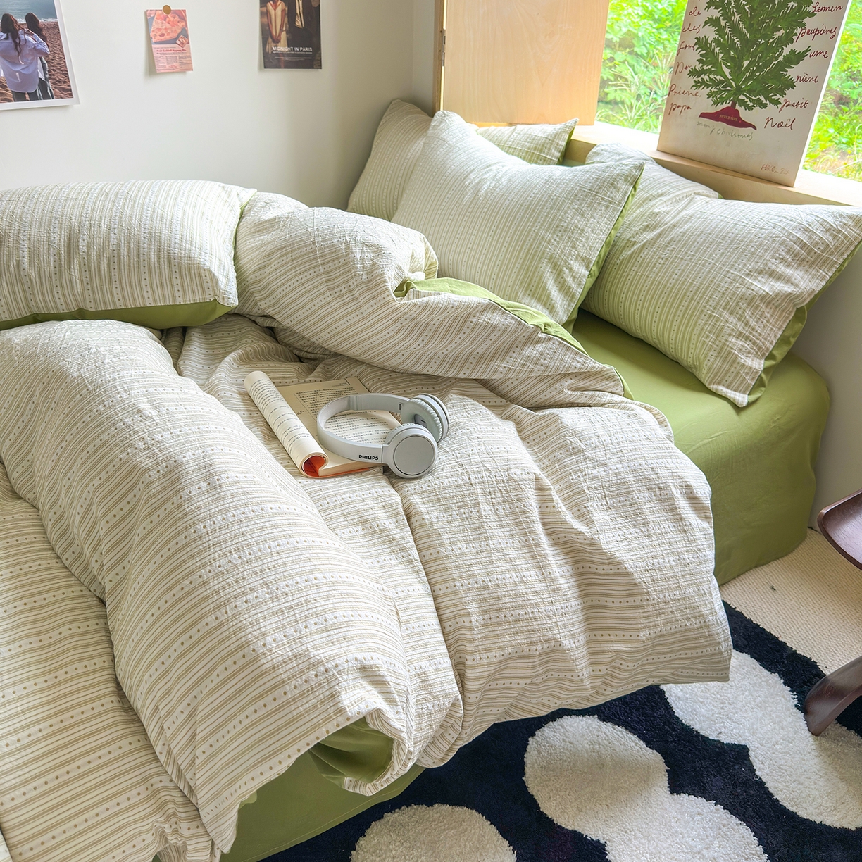 91家纺网 家纺一手货源 找家纺 （总）千朵 2025新款全棉纯棉色织提花水洗棉四件套 富士系列