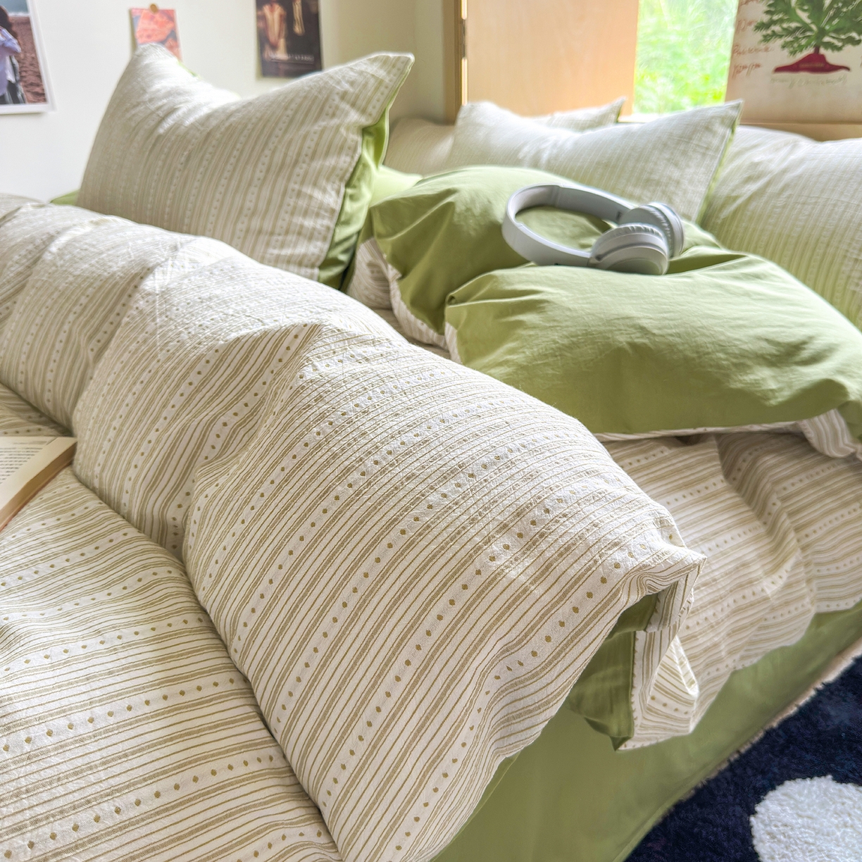 91家纺网 家纺一手货源 找家纺 （总）千朵 2025新款全棉纯棉色织提花水洗棉四件套 富士系列