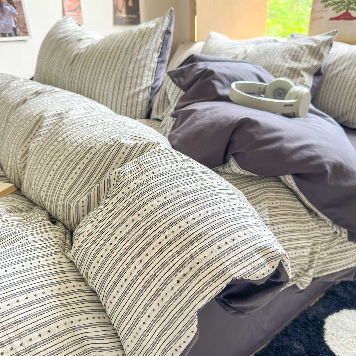 91家纺网 家纺一手货源 找家纺 （总）千朵 2025新款全棉纯棉色织提花水洗棉四件套 富士系列