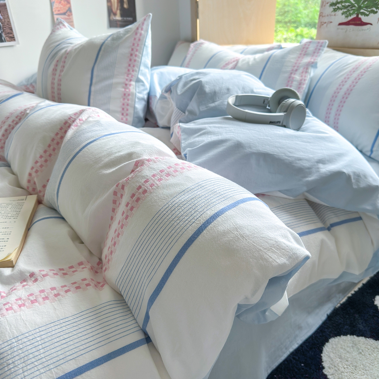 91家纺网 家纺一手货源 找家纺 （总）千朵 2025新款全棉纯棉色织提花水洗棉四件套 富士系列