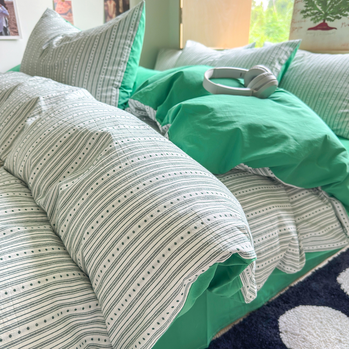 91家纺网 家纺一手货源 找家纺 （总）千朵 2025新款全棉纯棉色织提花水洗棉四件套 富士系列