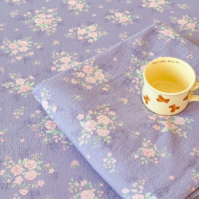 91家纺网 家纺一手货源 找家纺 一诺家居 2025新款A类云感双层纱针织棉印花母婴级裸睡床单三件套 量大可优惠 量大可送货 薰衣草