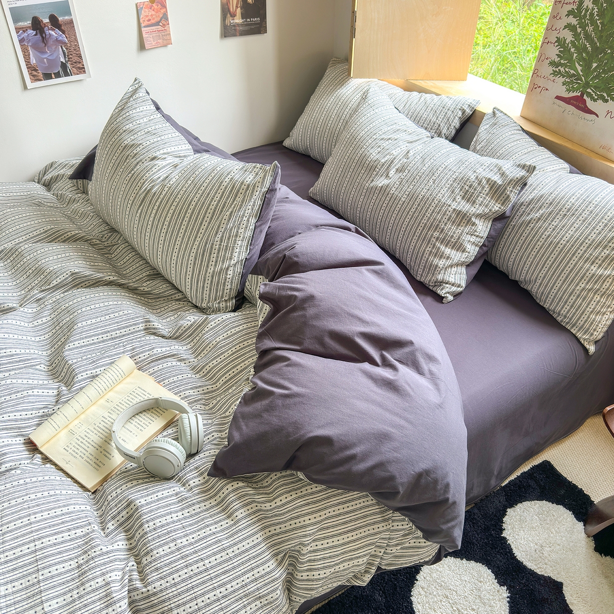 91家纺网 家纺一手货源 找家纺 千朵 2025新款全棉纯棉色织提花水洗棉四件套 富士系列 富士灰