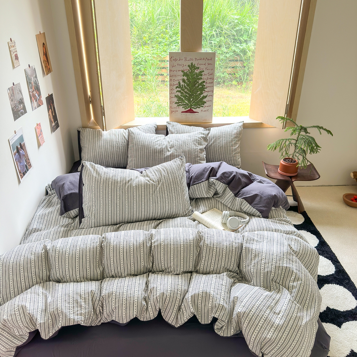 91家纺网 家纺一手货源 找家纺 千朵 2025新款全棉纯棉色织提花水洗棉四件套 富士系列 富士灰