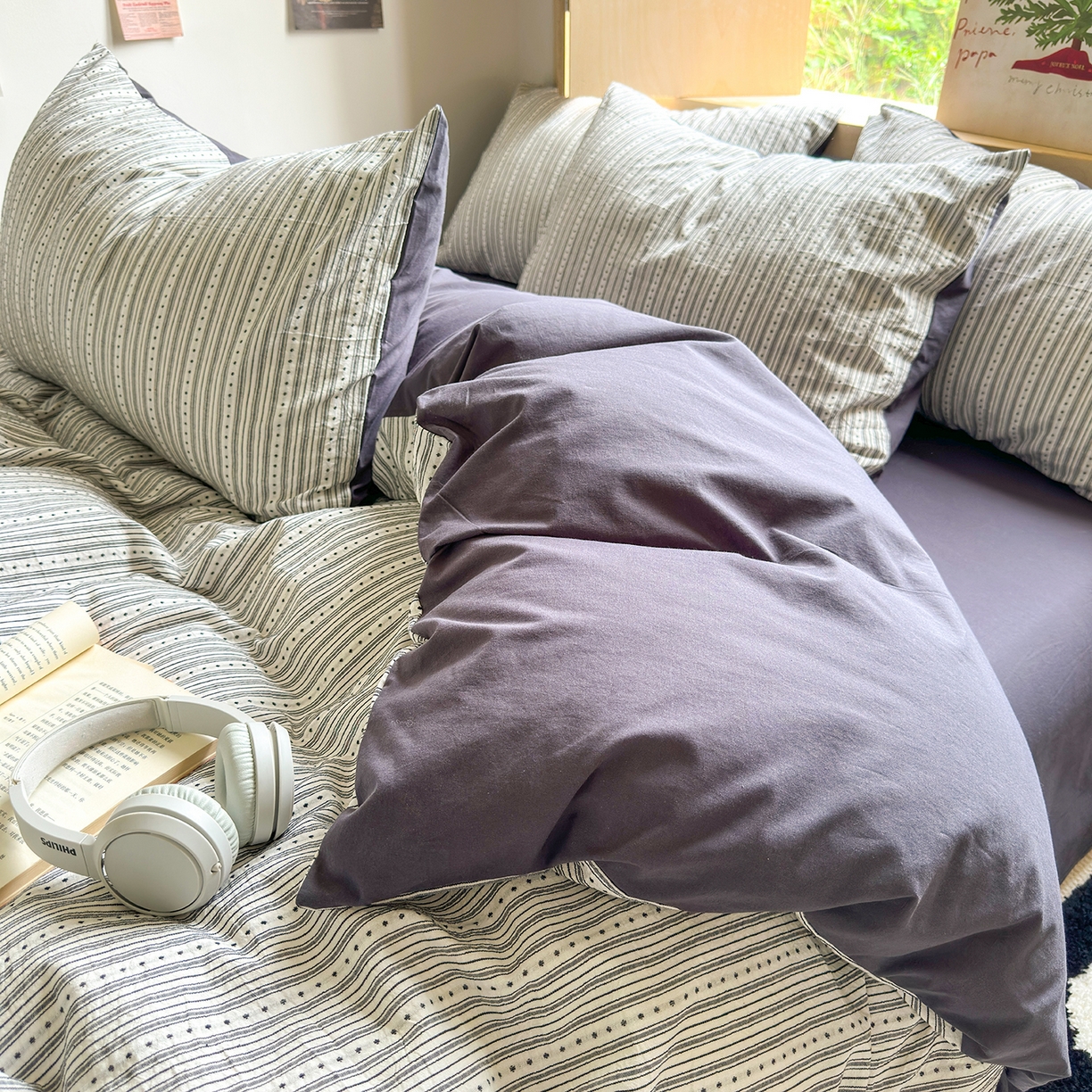 91家纺网 家纺一手货源 找家纺 千朵 2025新款全棉纯棉色织提花水洗棉四件套 富士系列 富士灰