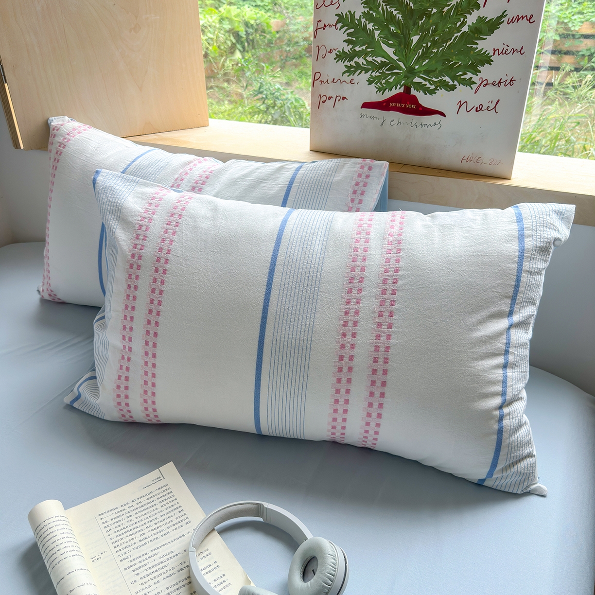 91家纺网 家纺一手货源 找家纺 千朵 2025新款全棉纯棉色织提花水洗棉四件套 富士系列 富士浅兰