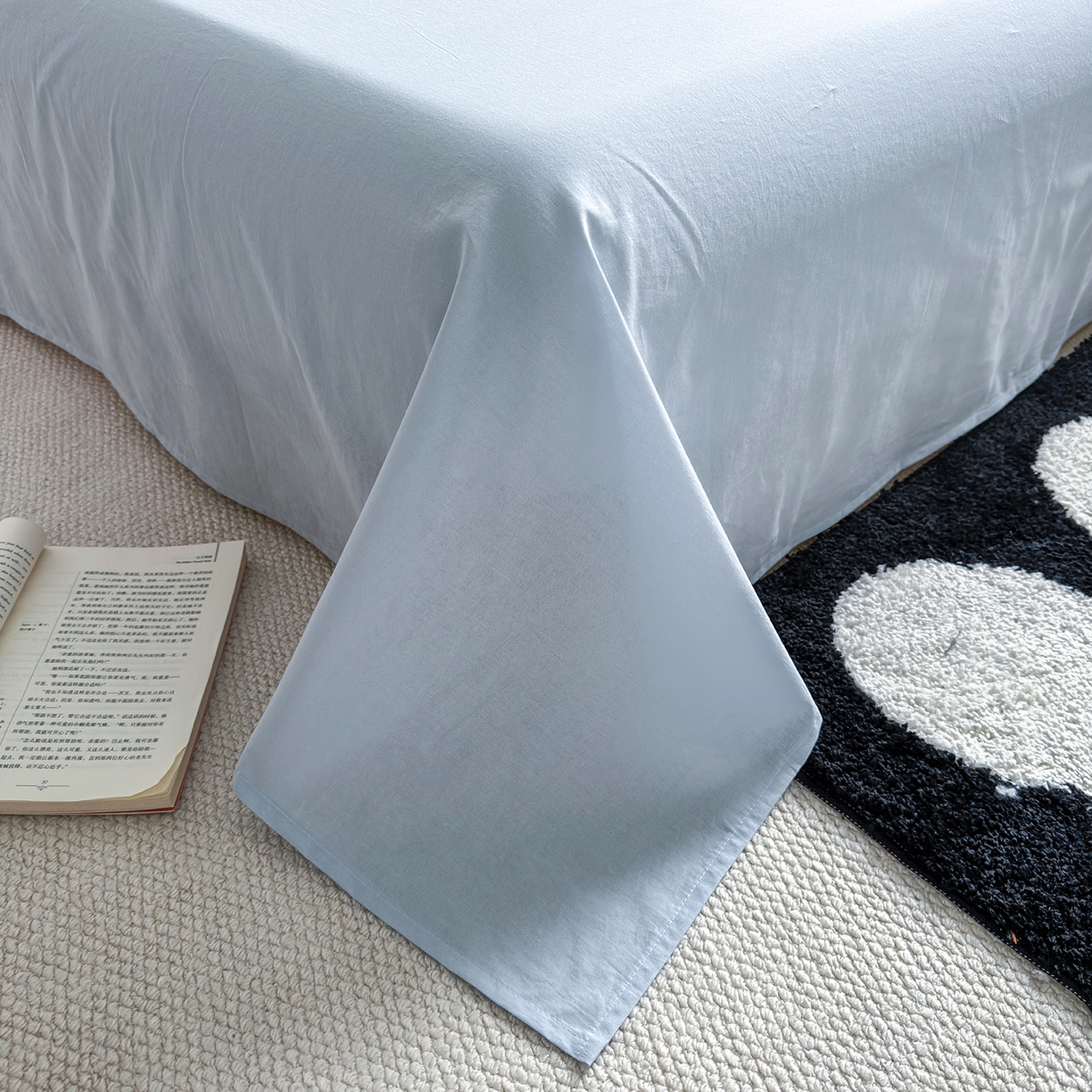 91家纺网 家纺一手货源 找家纺 千朵 2025新款全棉纯棉色织提花水洗棉四件套 富士系列 富士浅兰