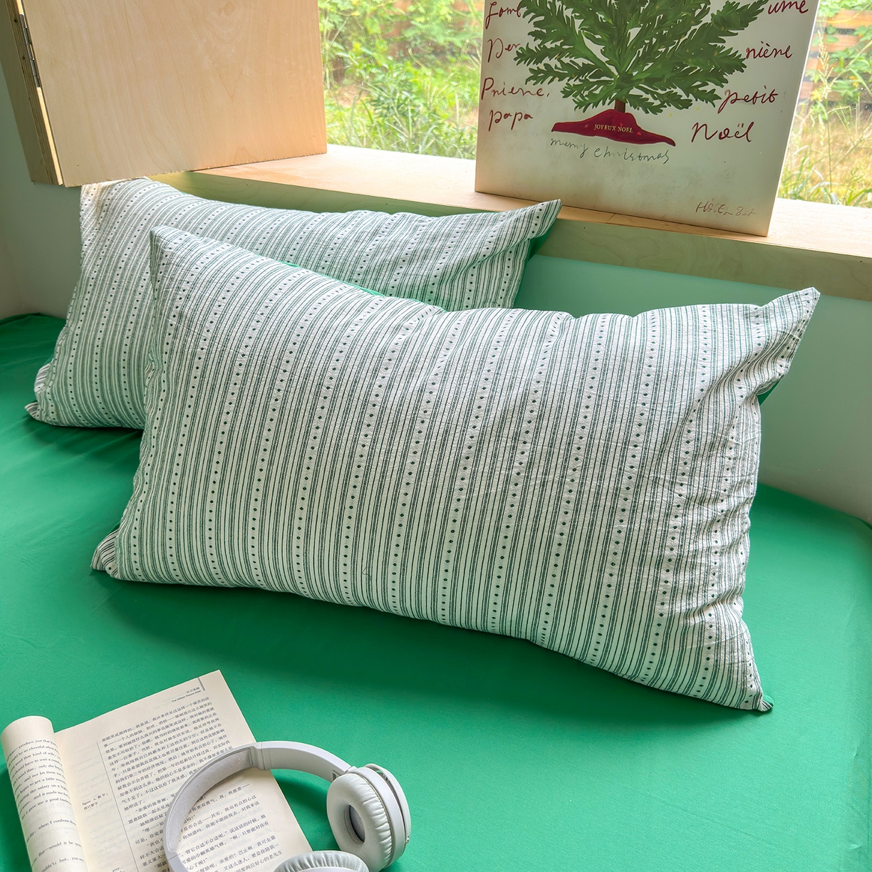 91家纺网 家纺一手货源 找家纺 千朵 2025新款全棉纯棉色织提花水洗棉四件套 富士系列 富士森绿