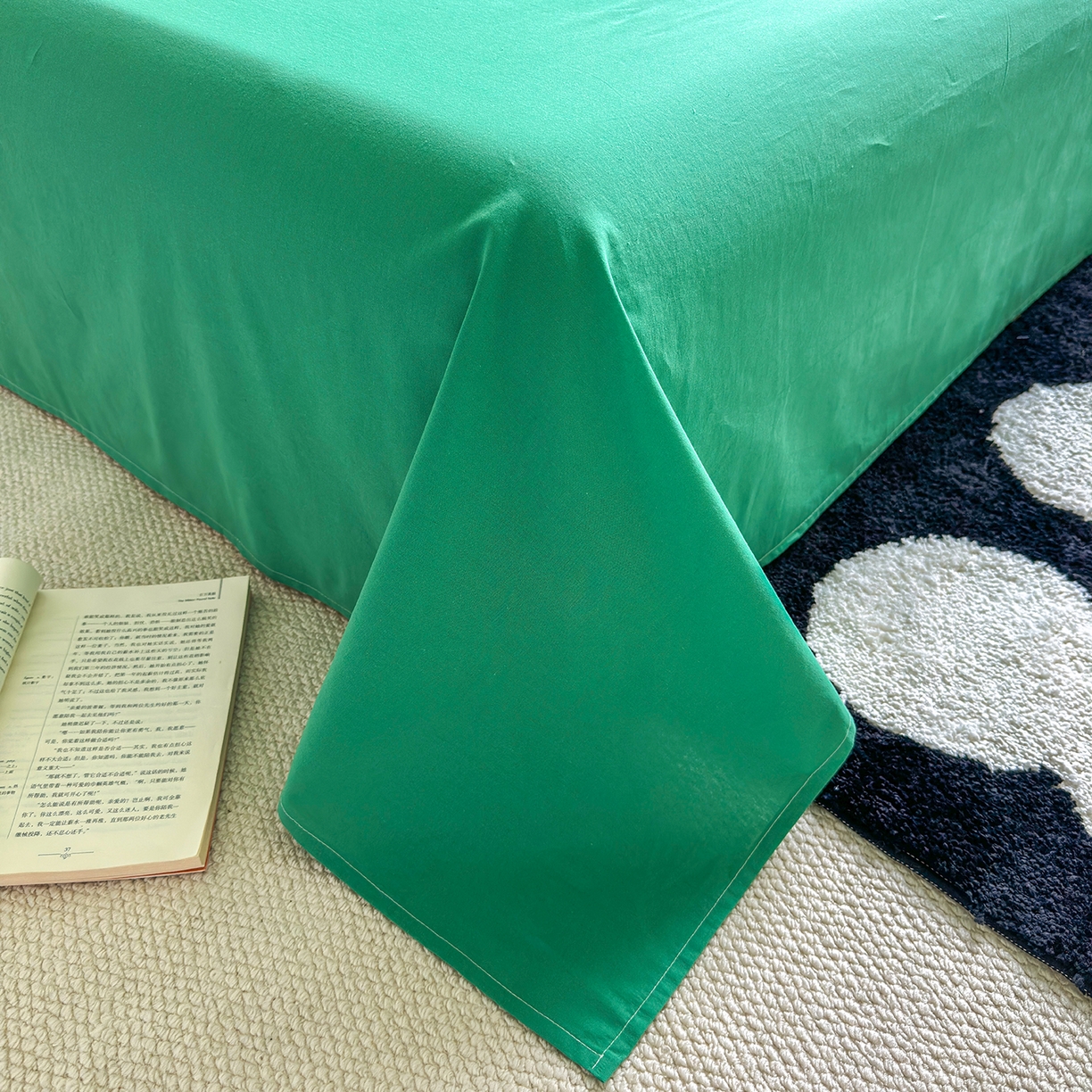 91家纺网 家纺一手货源 找家纺 千朵 2025新款全棉纯棉色织提花水洗棉四件套 富士系列 富士森绿