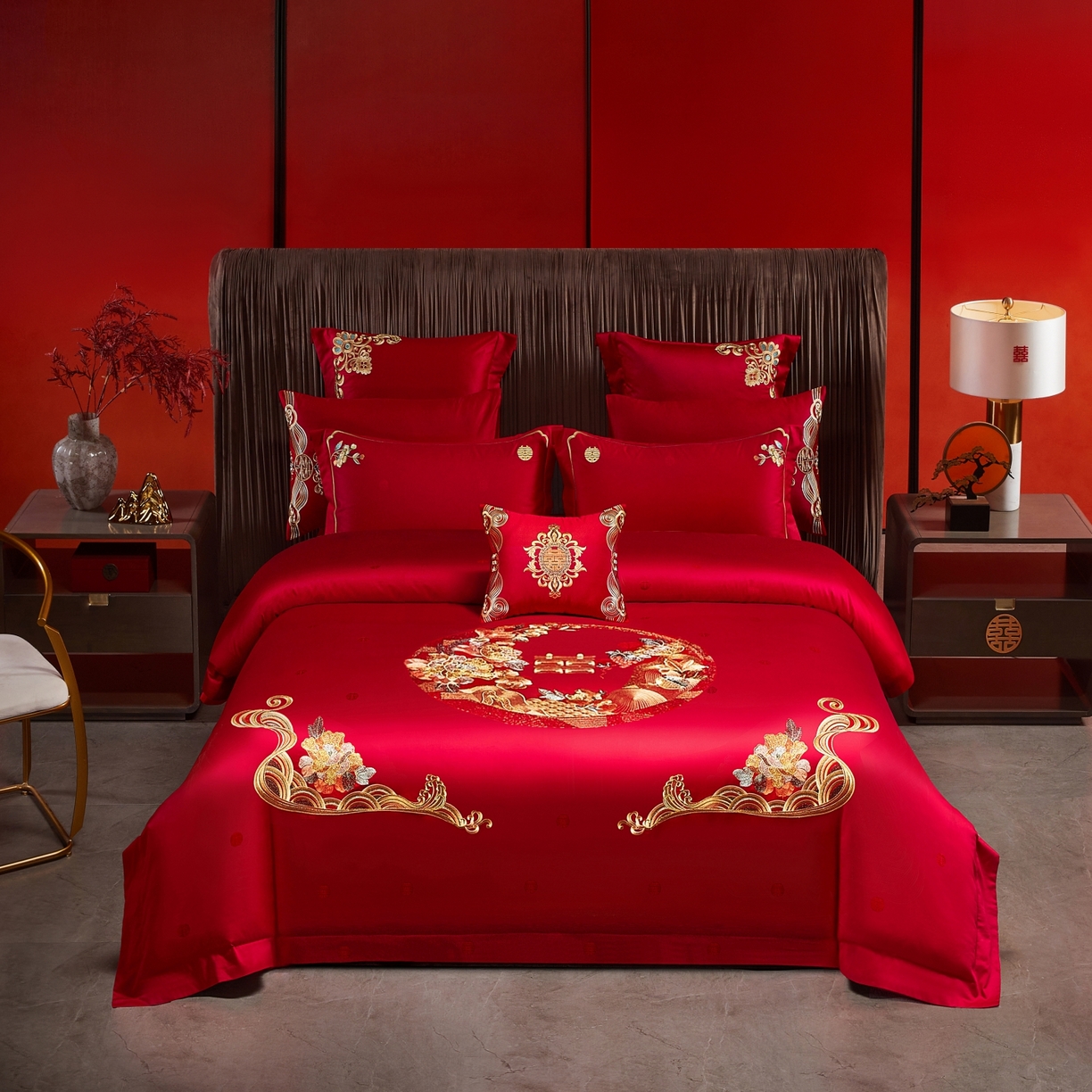 91家纺网 家纺一手货源 找家纺 （总）宏羽纺家纺 2025新款高支高密纯棉婚庆系列四件套