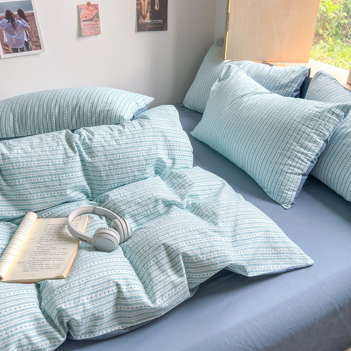 91家纺网 家纺一手货源 找家纺 千朵 2025新款全棉纯棉色织提花水洗棉四件套 富士系列 富士雾兰