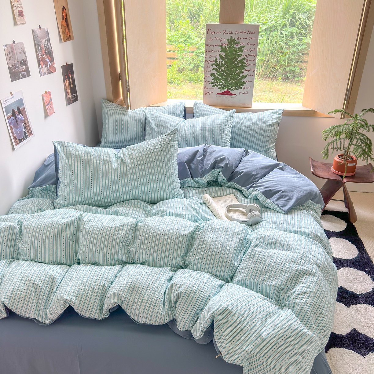 91家纺网 家纺一手货源 找家纺 千朵 2025新款全棉纯棉色织提花水洗棉四件套 富士系列 富士雾兰