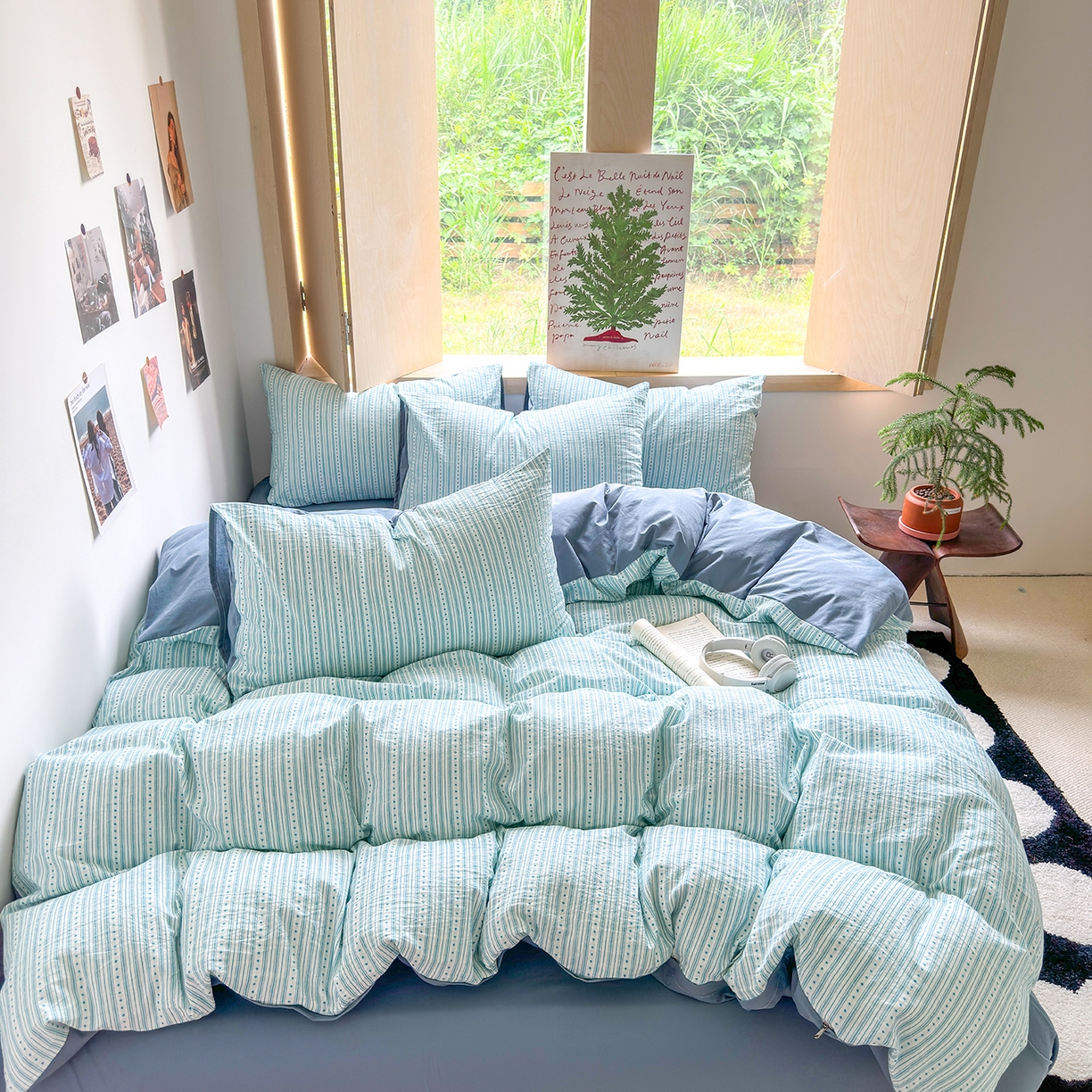 91家纺网 家纺一手货源 找家纺 千朵 2025新款全棉纯棉色织提花水洗棉四件套 富士系列 富士雾兰