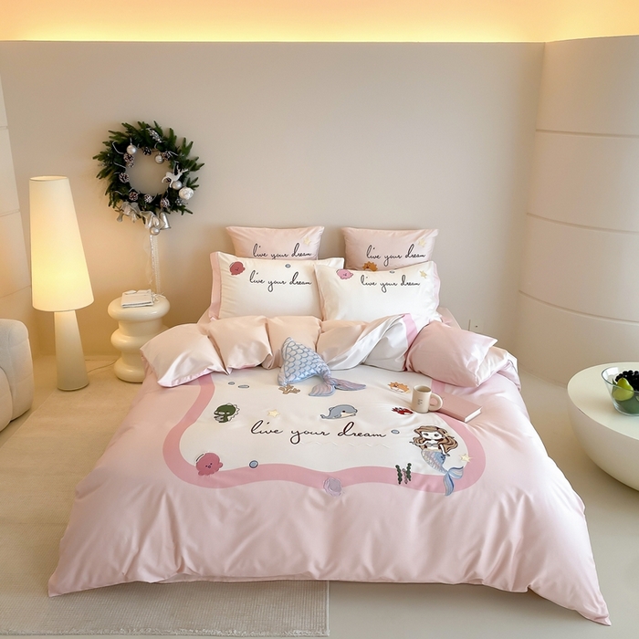 91家纺网 家纺一手货源 找家纺 （总）星野 2025新款秋冬双股澳棉纯棉四件套-人鱼恋