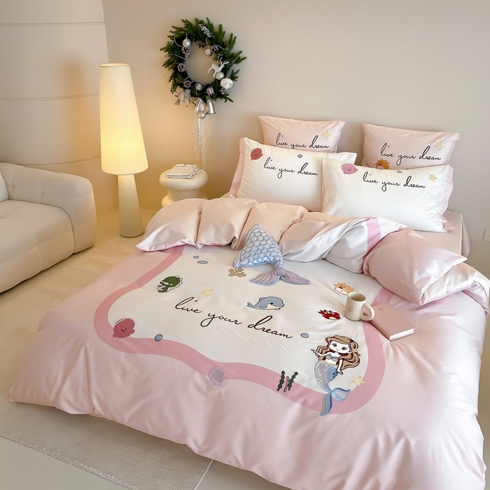 91家纺网 家纺一手货源 找家纺 （总）星野 2025新款秋冬双股澳棉纯棉四件套-人鱼恋