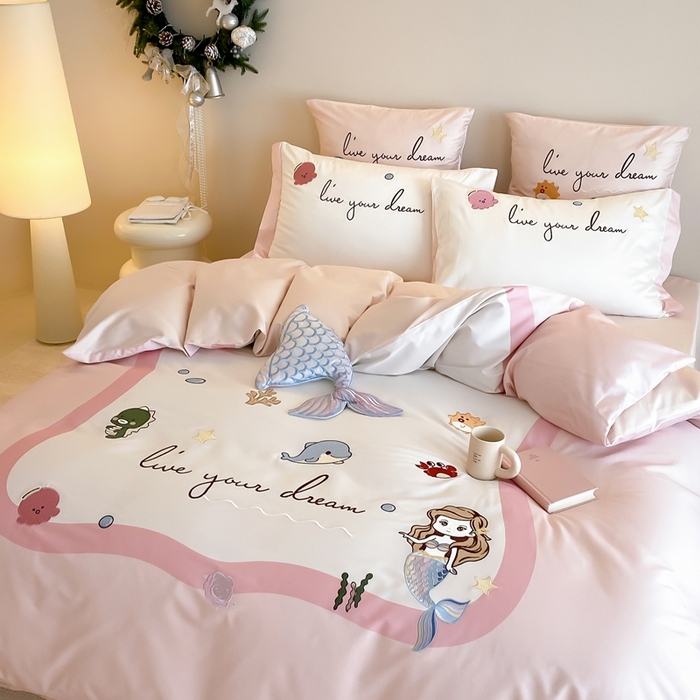 91家纺网 家纺一手货源 找家纺 （总）星野 2025新款秋冬双股澳棉纯棉四件套-人鱼恋