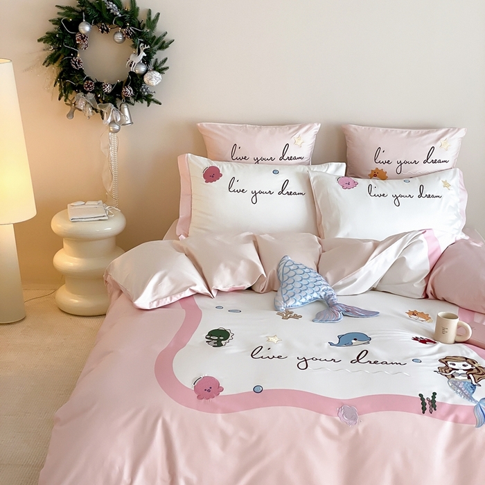 91家纺网 家纺一手货源 找家纺 （总）星野 2025新款秋冬双股澳棉纯棉四件套-人鱼恋