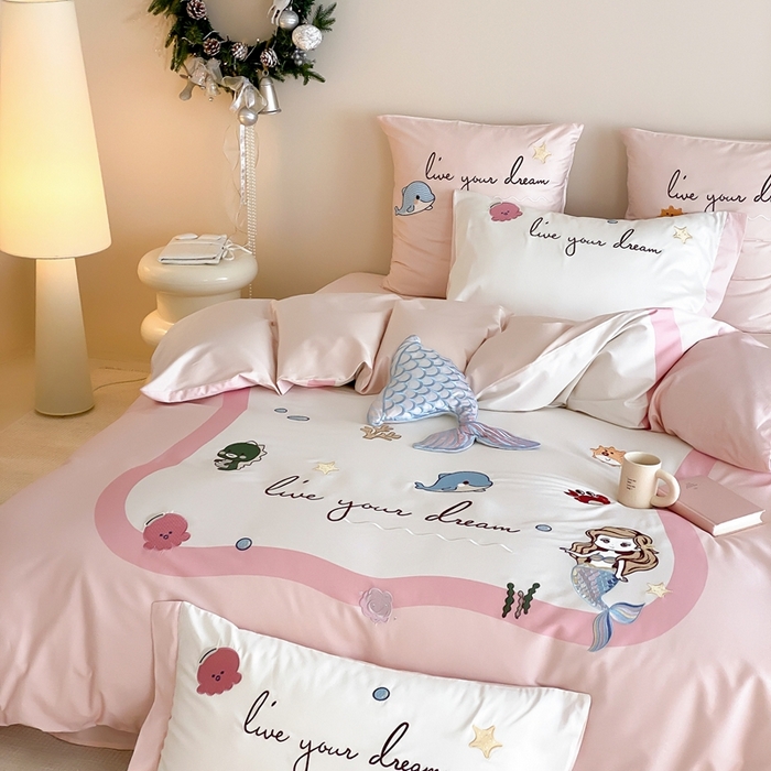 91家纺网 家纺一手货源 找家纺 （总）星野 2025新款秋冬双股澳棉纯棉四件套-人鱼恋