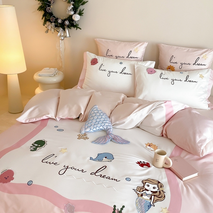 91家纺网 家纺一手货源 找家纺 （总）星野 2025新款秋冬双股澳棉纯棉四件套-人鱼恋