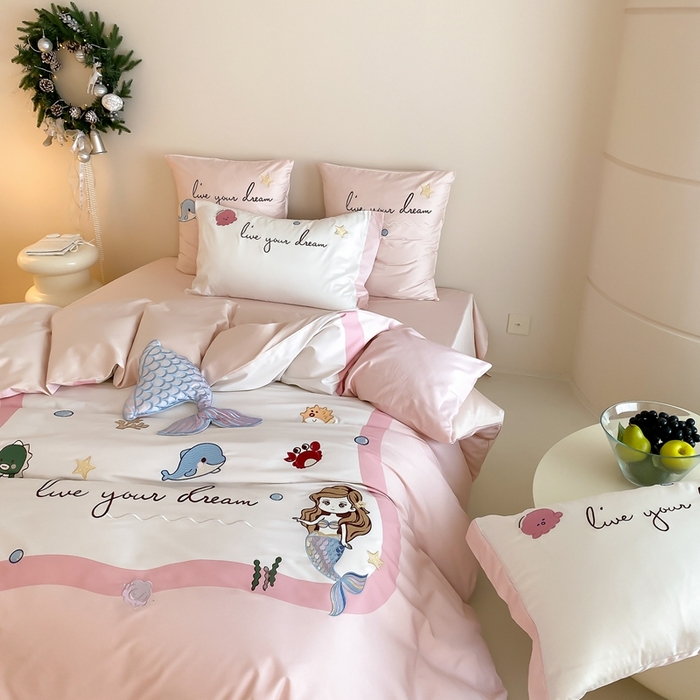 91家纺网 家纺一手货源 找家纺 （总）星野 2025新款秋冬双股澳棉纯棉四件套-人鱼恋