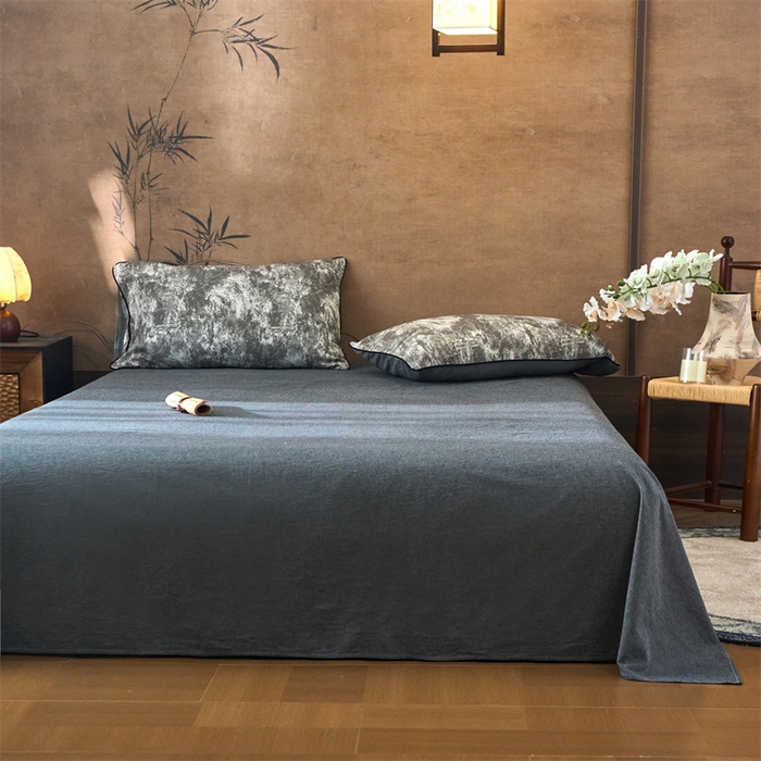 91家纺网 家纺一手货源 找家纺 兰紫橙家纺 2025新款全棉纯棉嵌边色织提花四件套 极地之光-咖啡