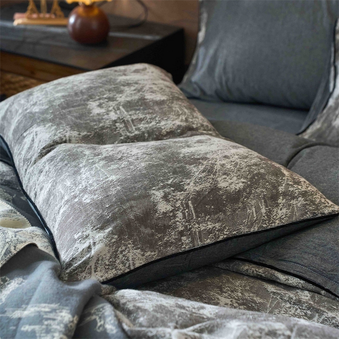 91家纺网 家纺一手货源 找家纺 兰紫橙家纺 2025新款全棉纯棉嵌边色织提花四件套 极地之光-咖啡