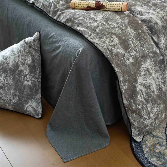 91家纺网 家纺一手货源 找家纺 兰紫橙家纺 2025新款全棉纯棉嵌边色织提花四件套 极地之光-咖啡