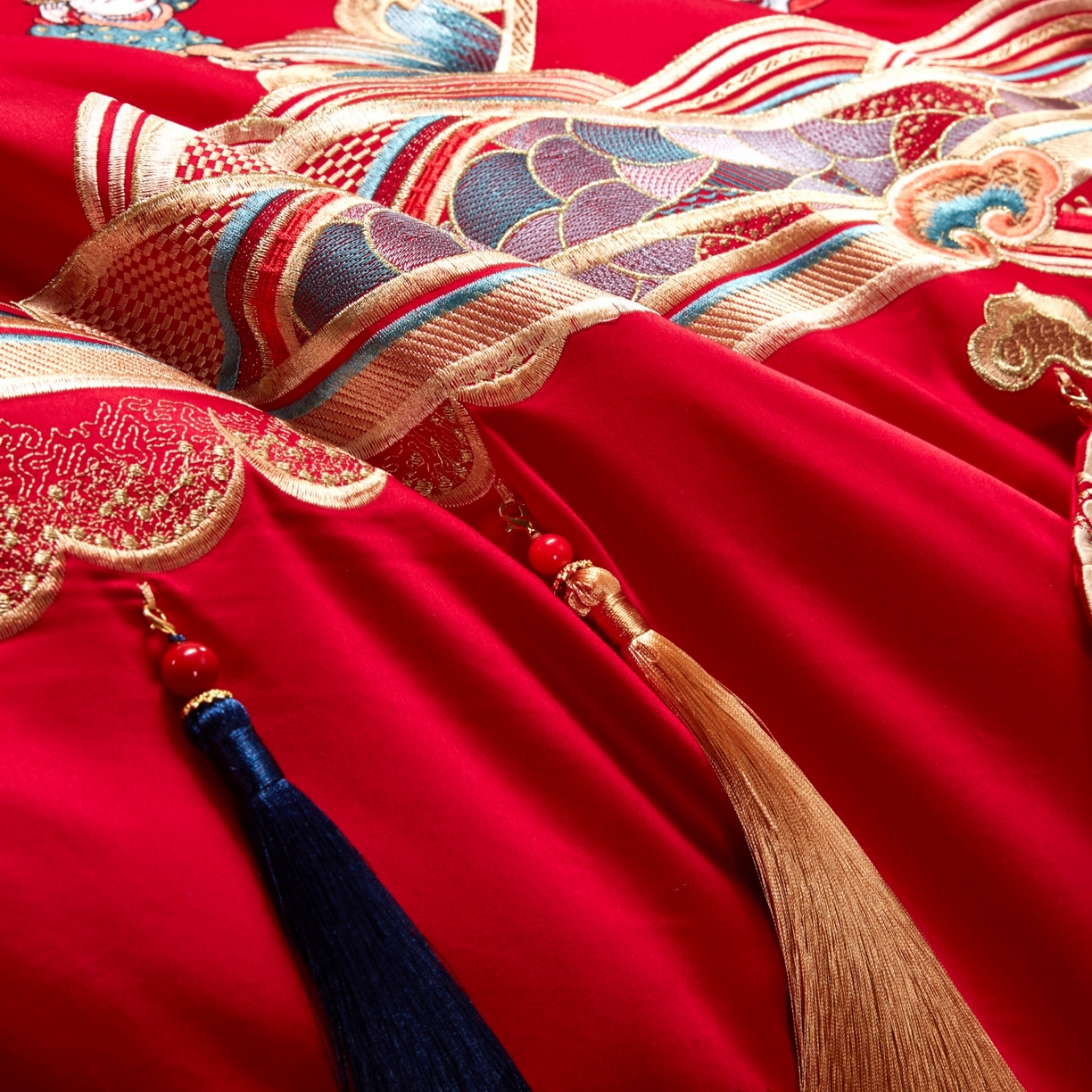 91家纺网 家纺一手货源 找家纺 宏羽纺家纺 2025新款高支高密纯棉婚庆系列四件套 百子迎喜