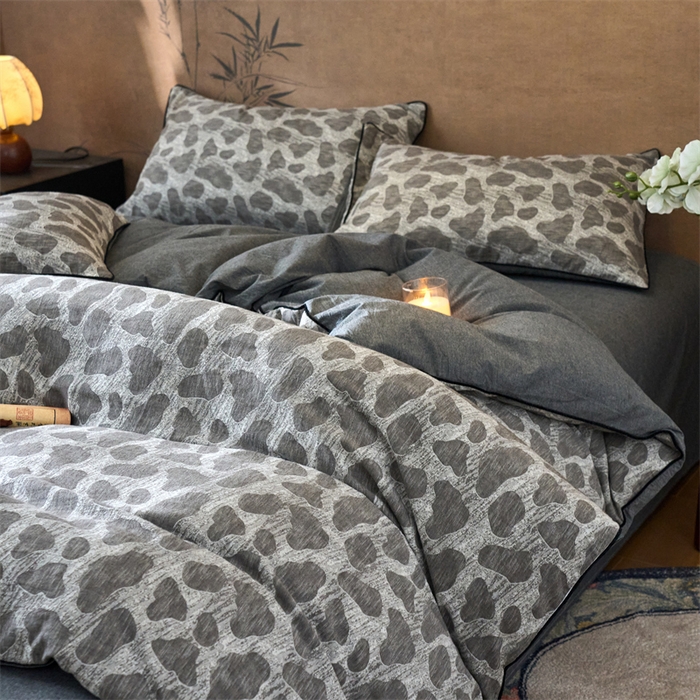 91家纺网 家纺一手货源 找家纺 兰紫橙家纺 2025新款全棉纯棉嵌边色织提花四件套 罗曼人生-咖啡