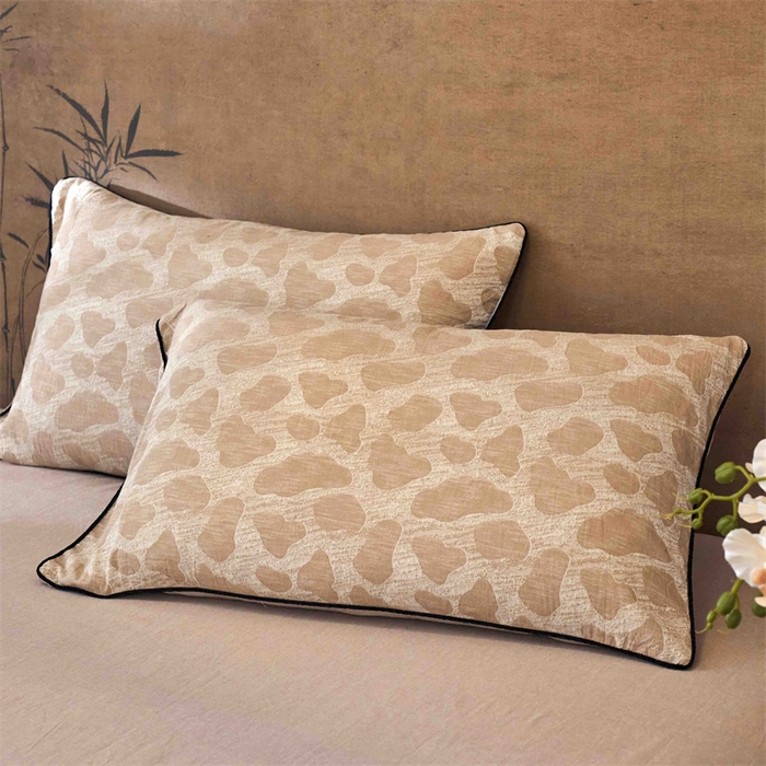 91家纺网 家纺一手货源 找家纺 兰紫橙家纺 2025新款全棉纯棉嵌边色织提花四件套 罗曼人生-卡其